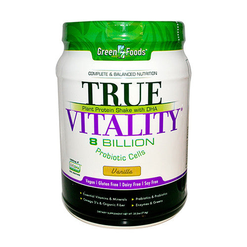 Green Foods True Vitality Plant Protein Shake With Dha, Vanilla, 25.2 oz